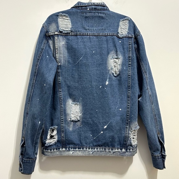 Rolling Paper Women’s Blue Denim Ripped Distressed Jean Jacket - Picture 4 of 7
